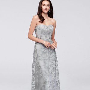 David’s Bridal OLEG CASSIN strapless bridesmaid dresses with RHINESTONE SASH
